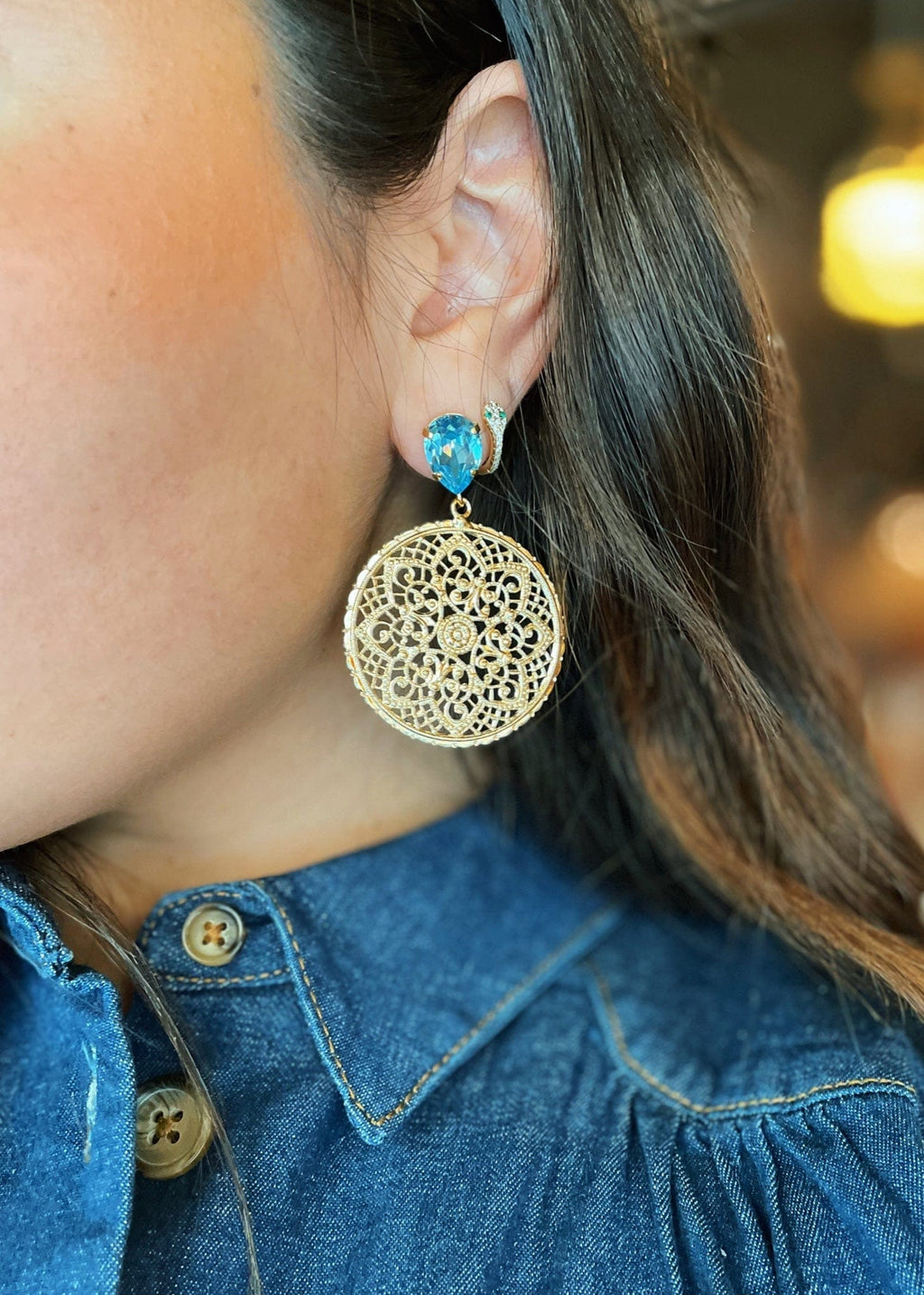 Caroline Svedbom øredobber Alexandra earrings - aquamarine