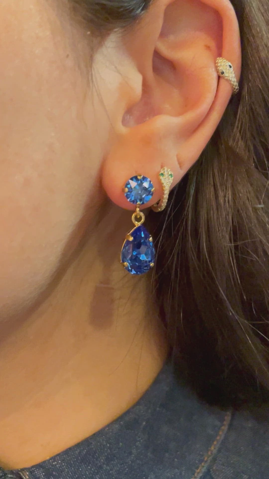 Mini drop earrings - sapphire