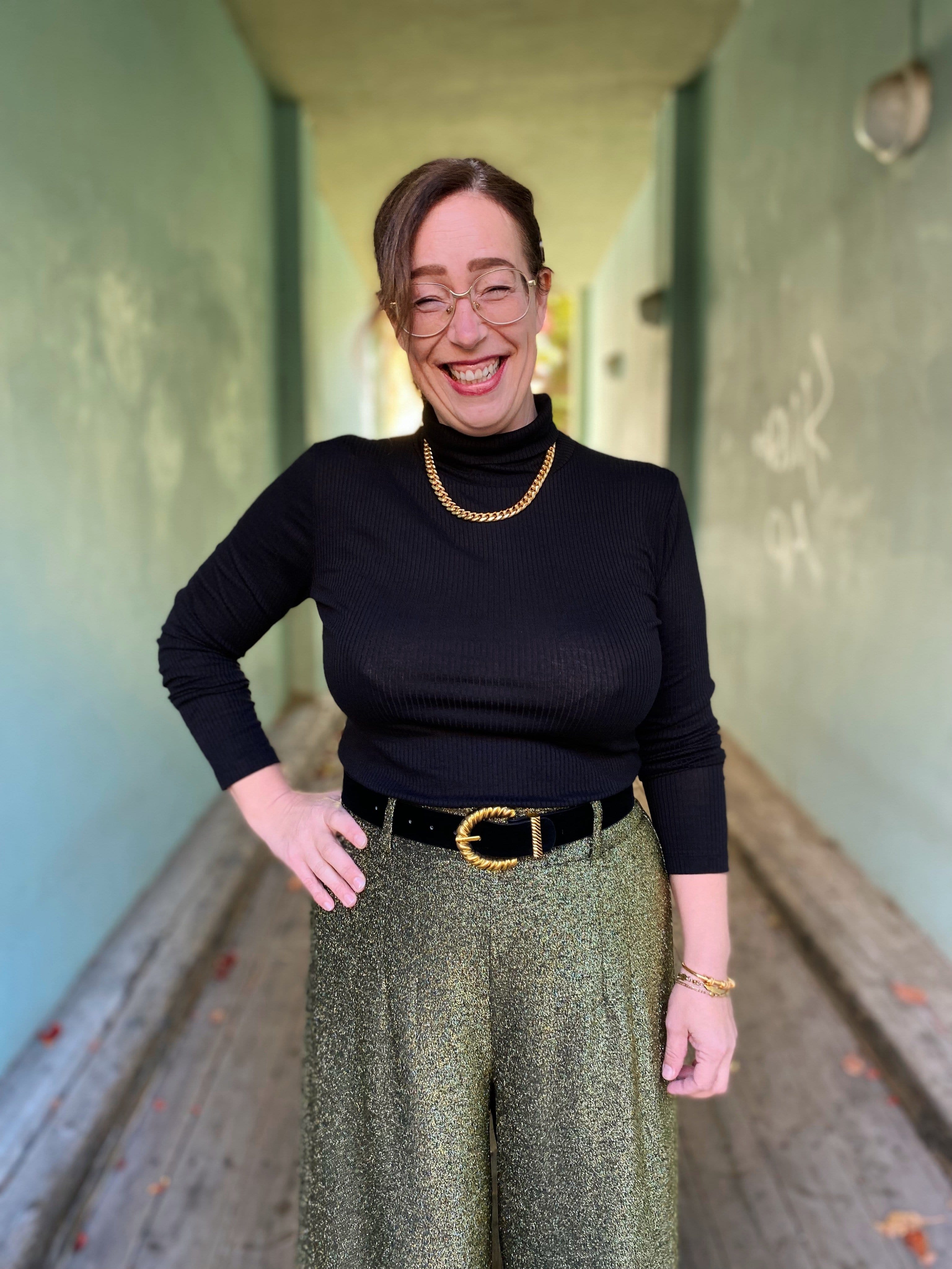 Dianas Vintage bukser Cool Culottes lurex - gold glitter