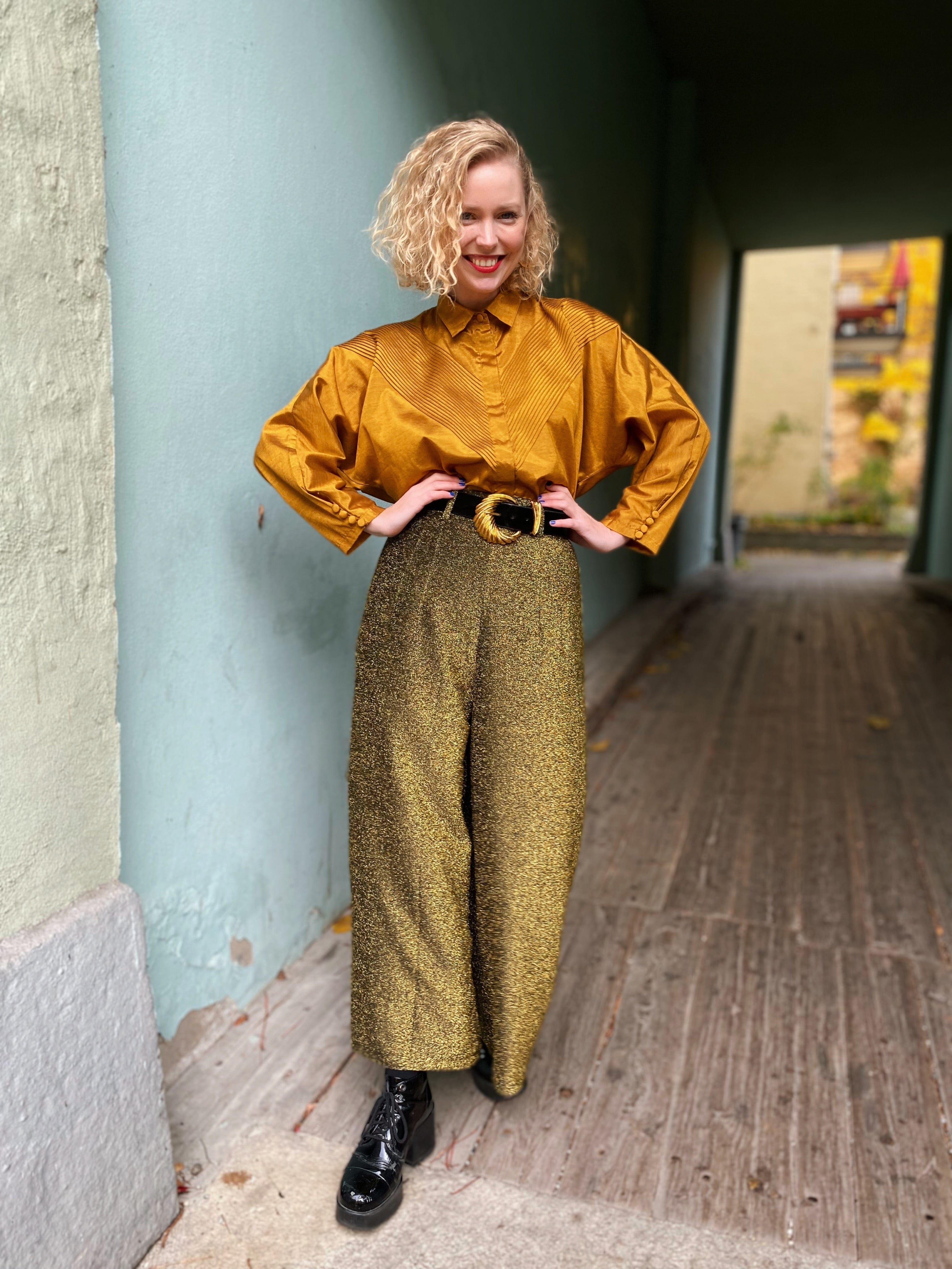 Dianas Vintage bukser Cool Culottes lurex - gold glitter