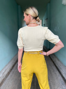 Dianas Vintage bukser Frida Pants twill - yellow