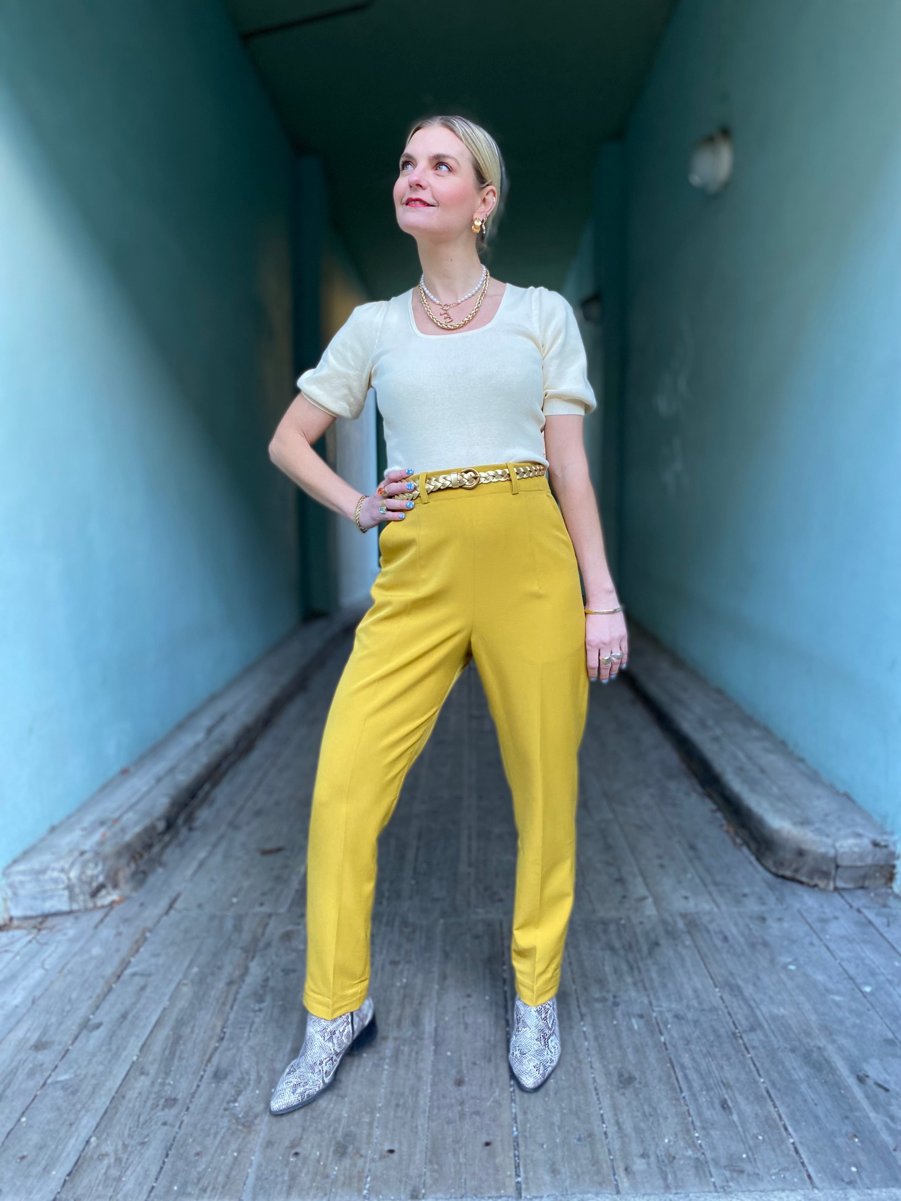 Dianas Vintage bukser Frida Pants twill - yellow