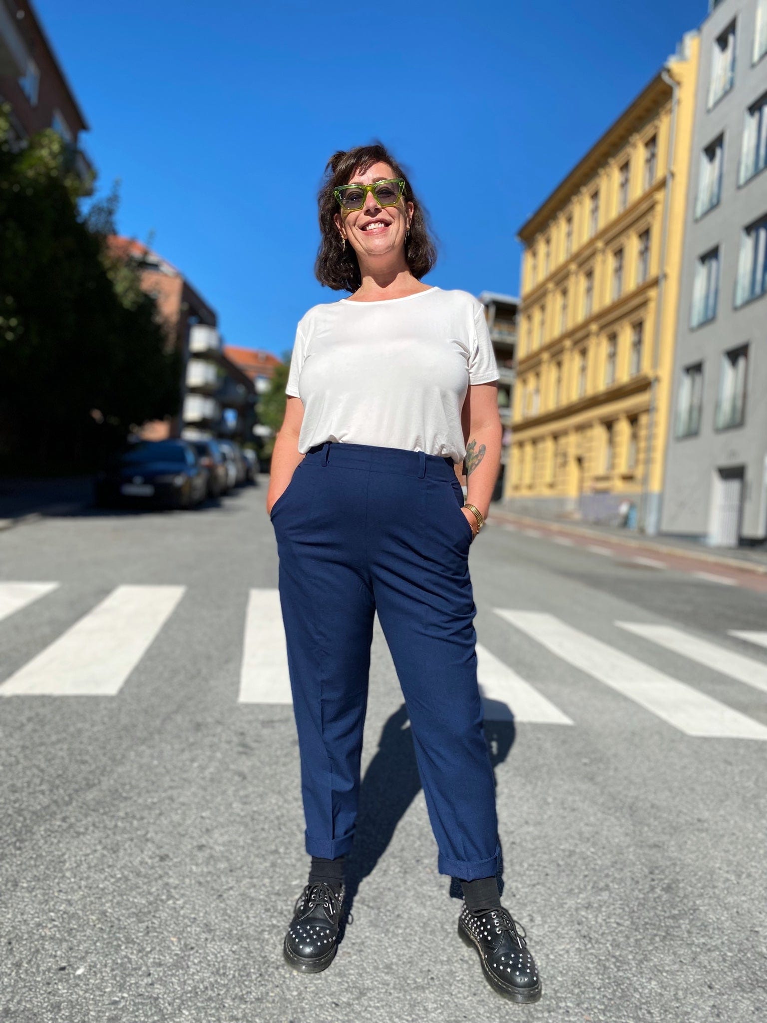 Dianas Vintage bukser Frida Pants twill - dark blue