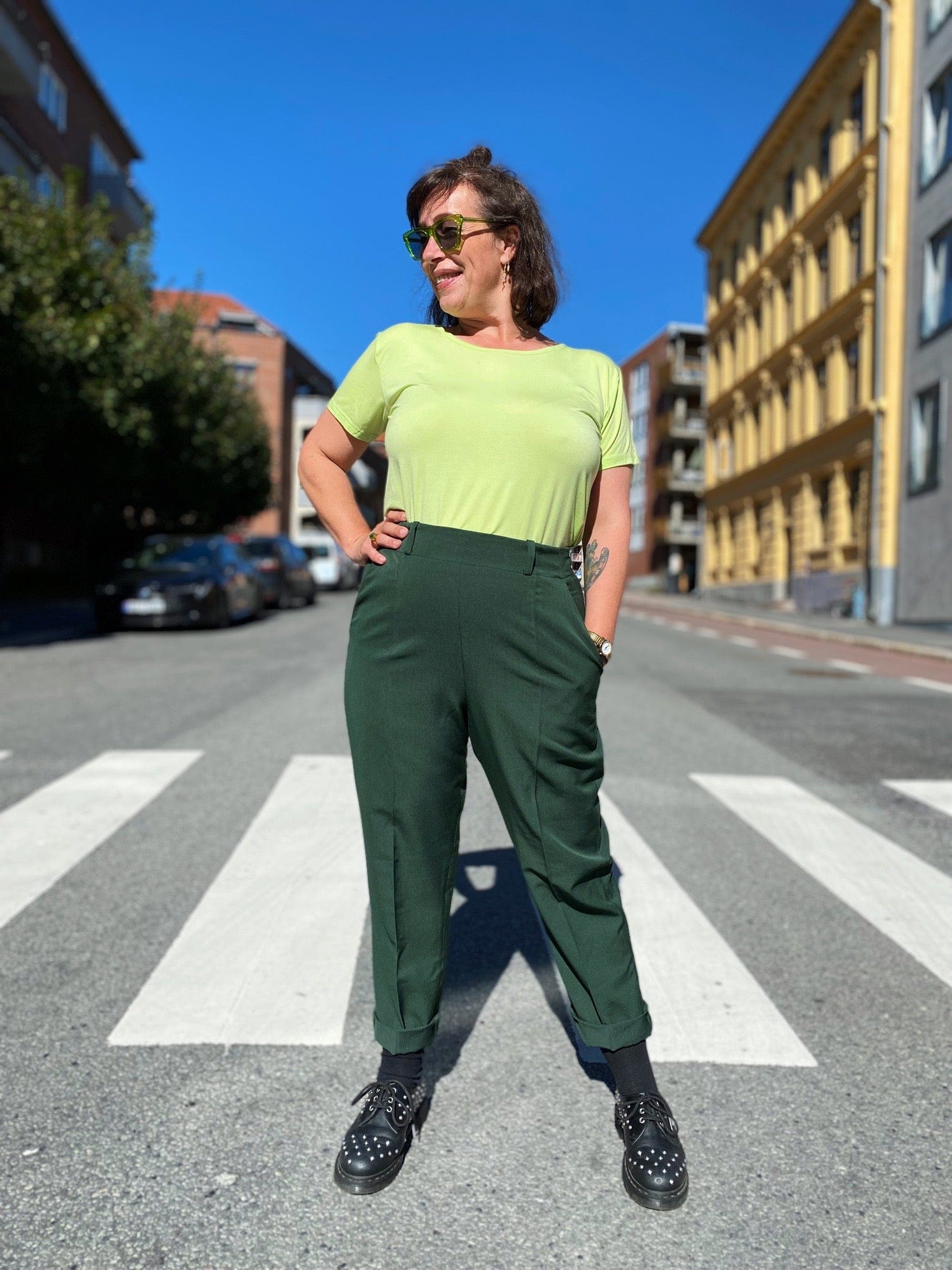 Dianas Vintage bukser Frida Pants twill - dark green