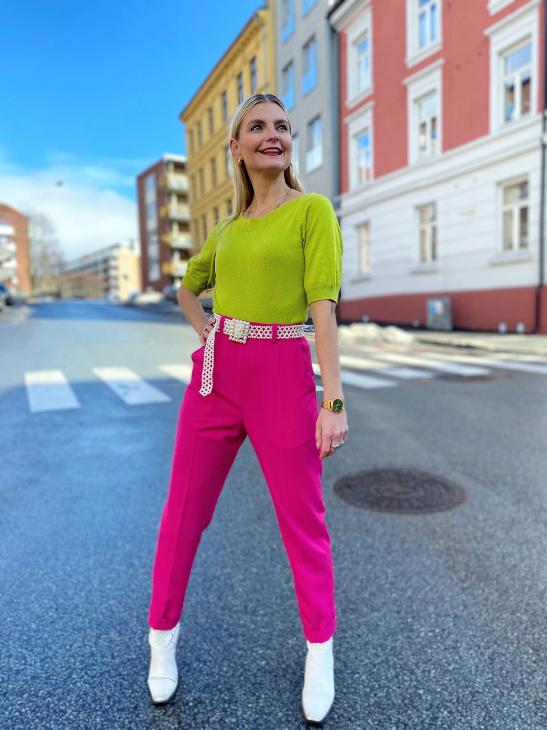 Dianas Vintage bukser Frida Pants twill - pink