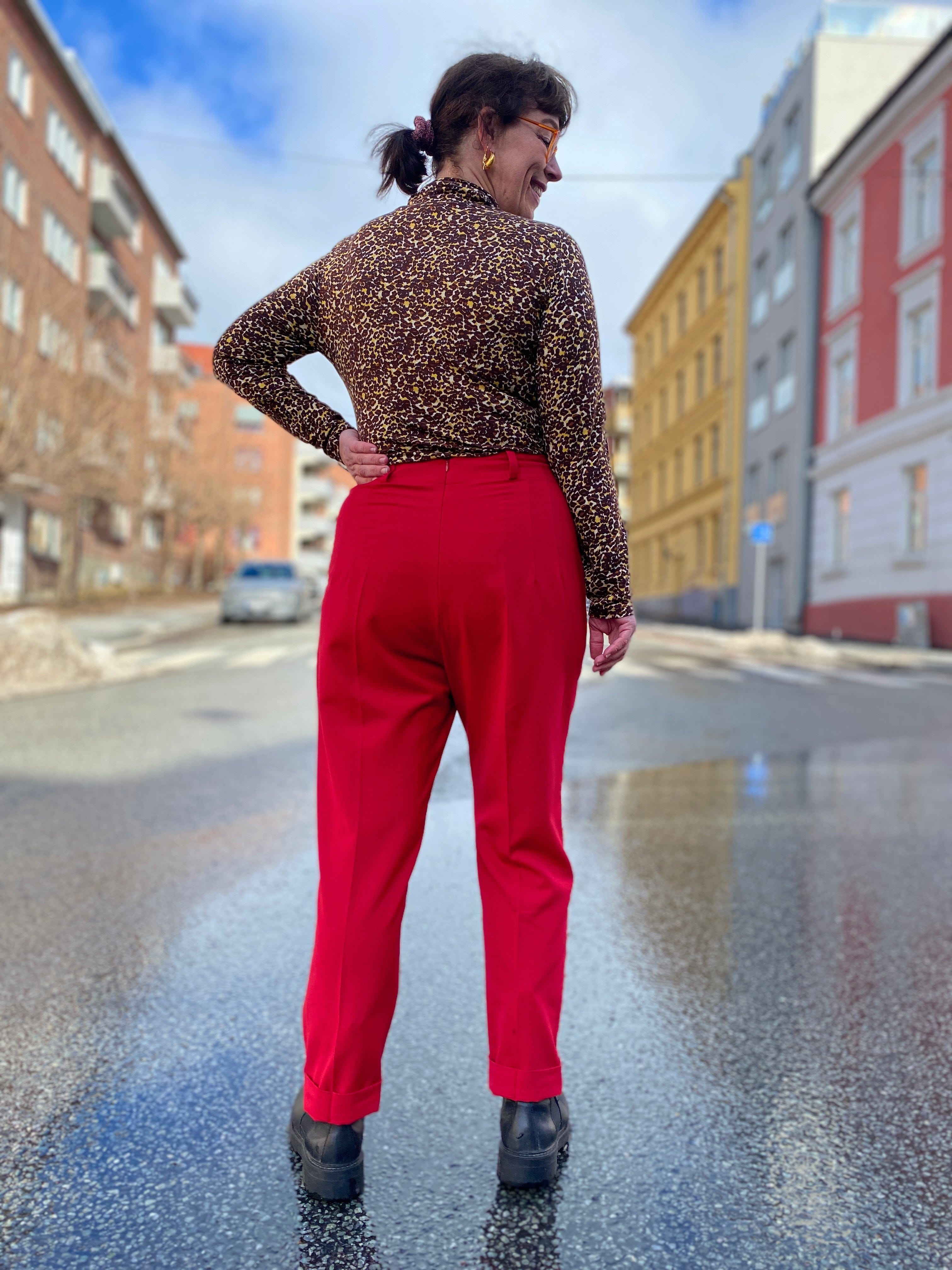 Dianas Vintage bukser Frida Pants twill - red