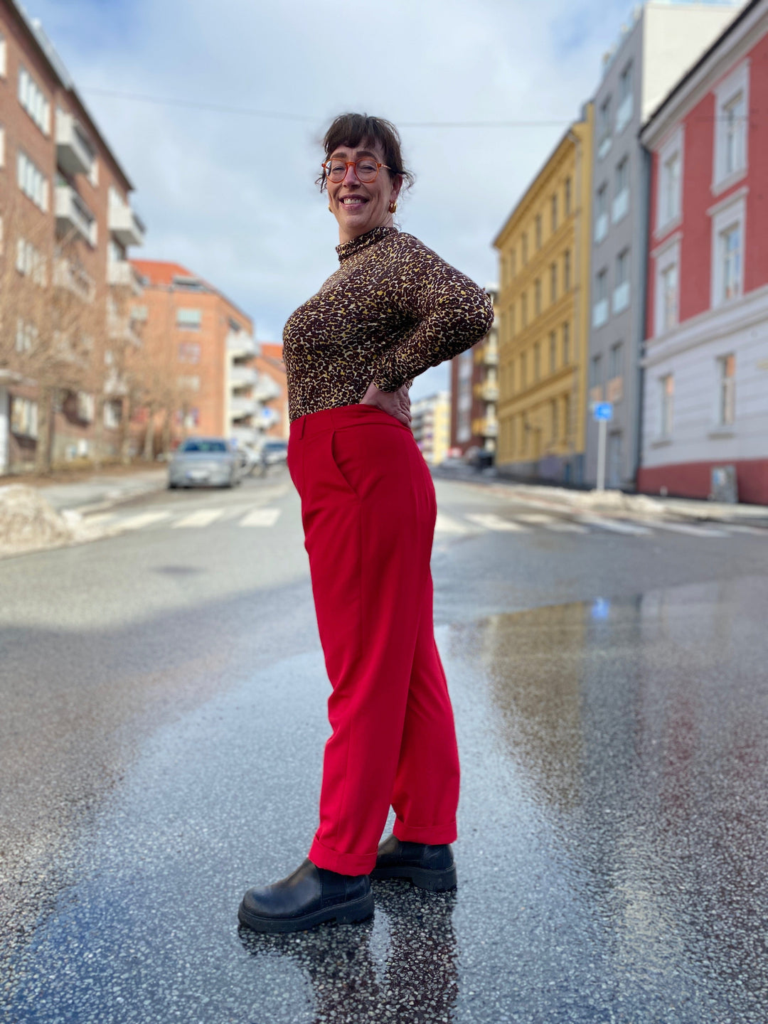 Dianas Vintage bukser Frida Pants twill - red