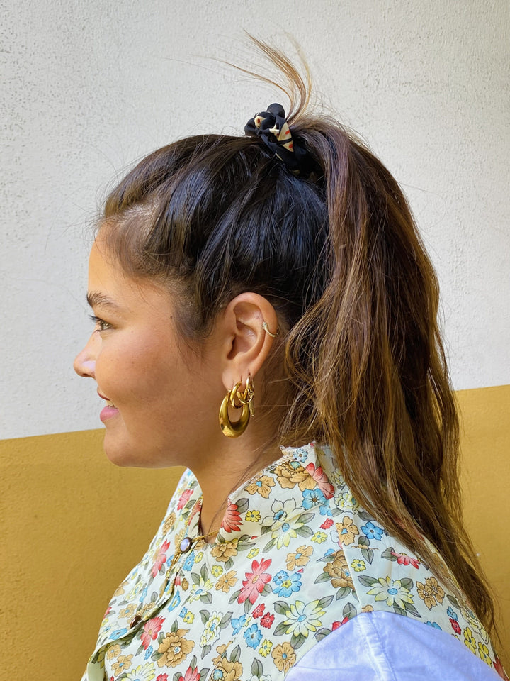 Dianas Vintage hårpynt Scrunchie av restestoff - leaves