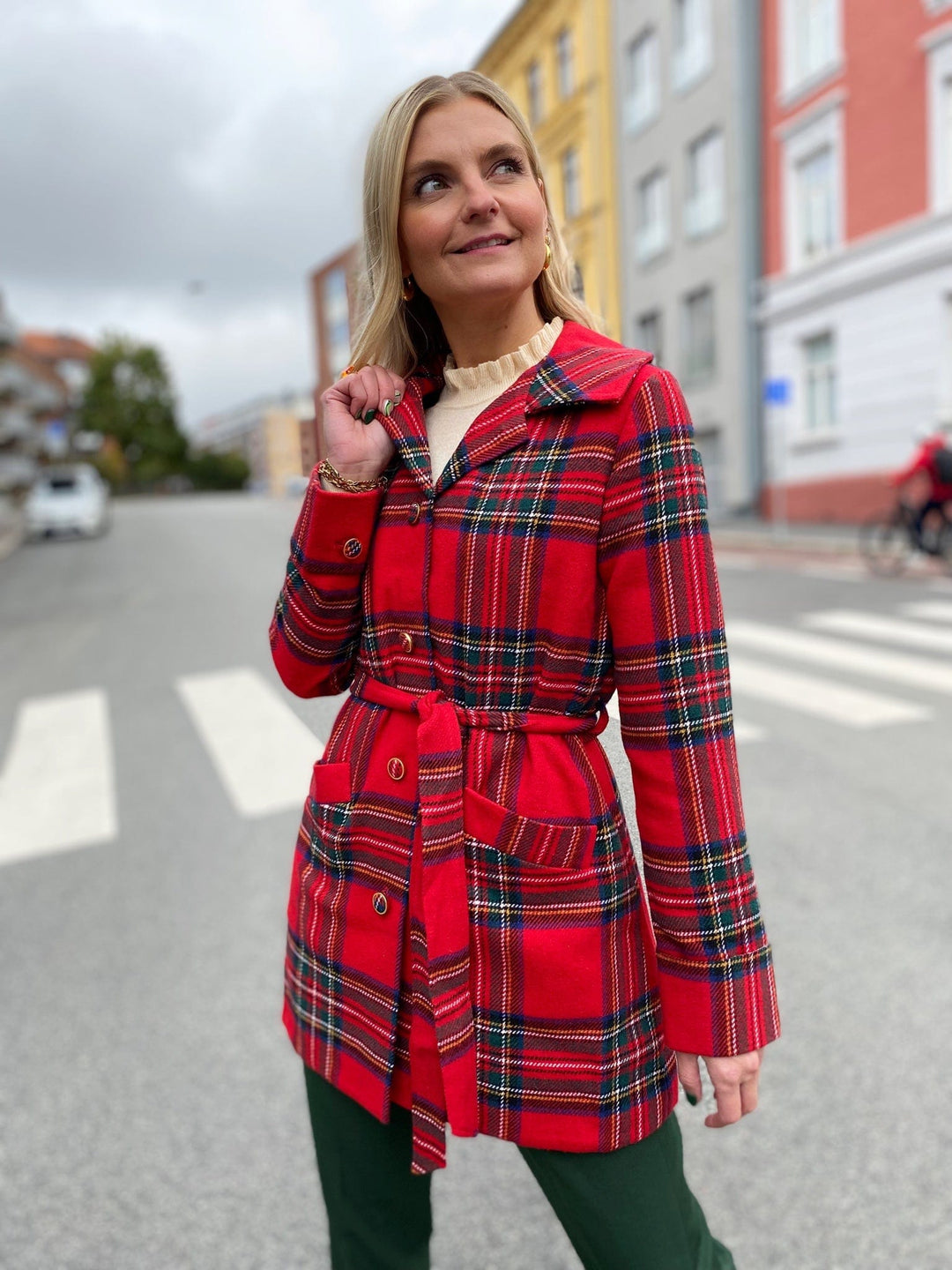 Dianas Vintage kåper Franz Coat short - tartan