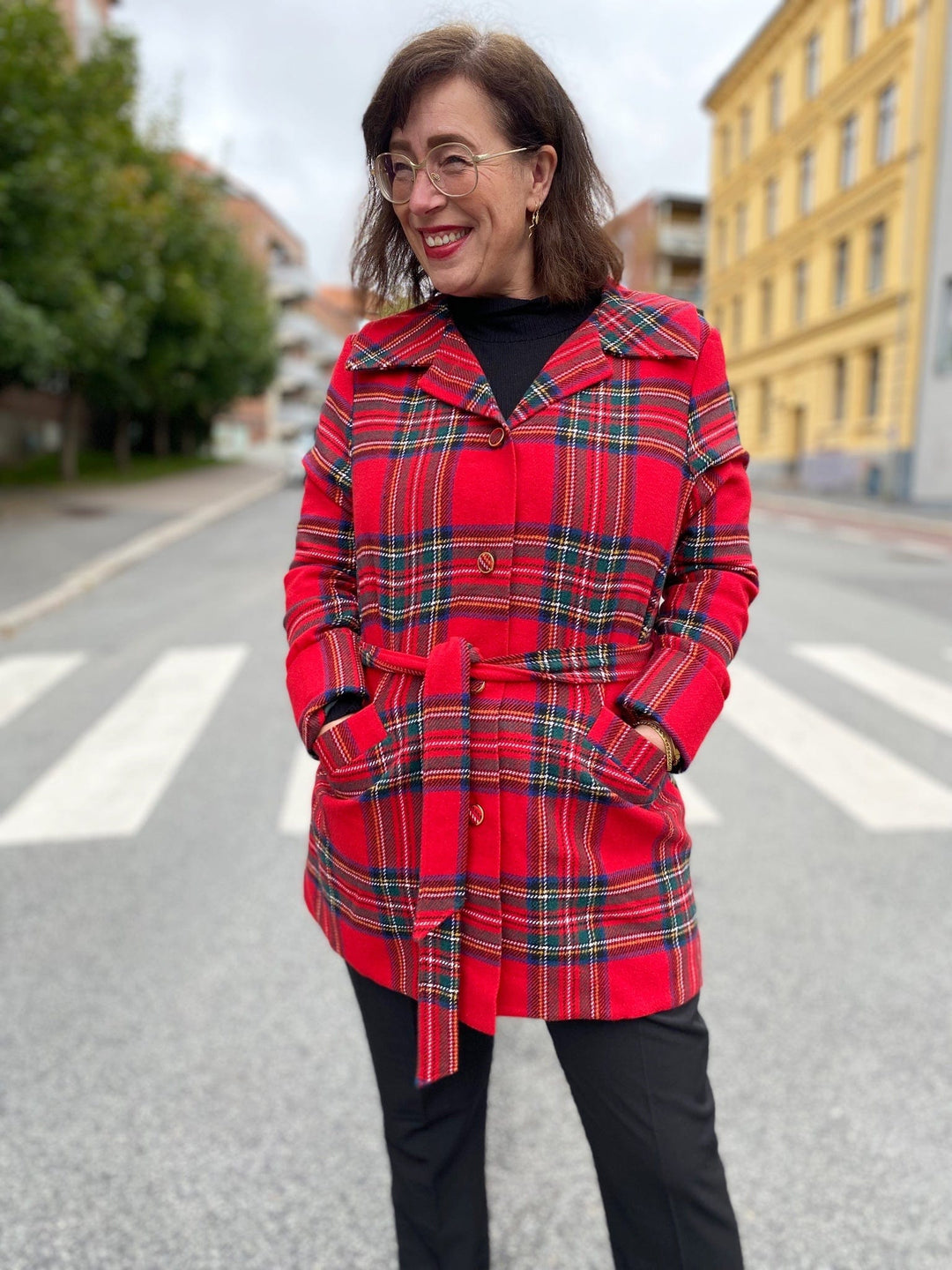 Dianas Vintage kåper Franz Coat short - tartan