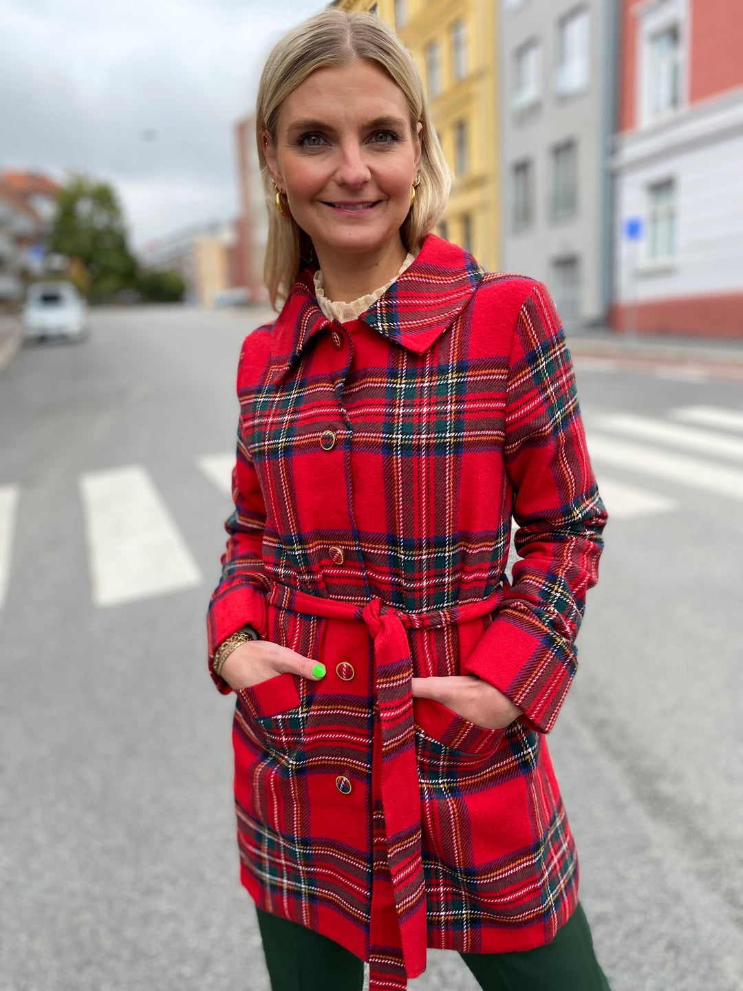 Dianas Vintage kåper Franz Coat short - tartan