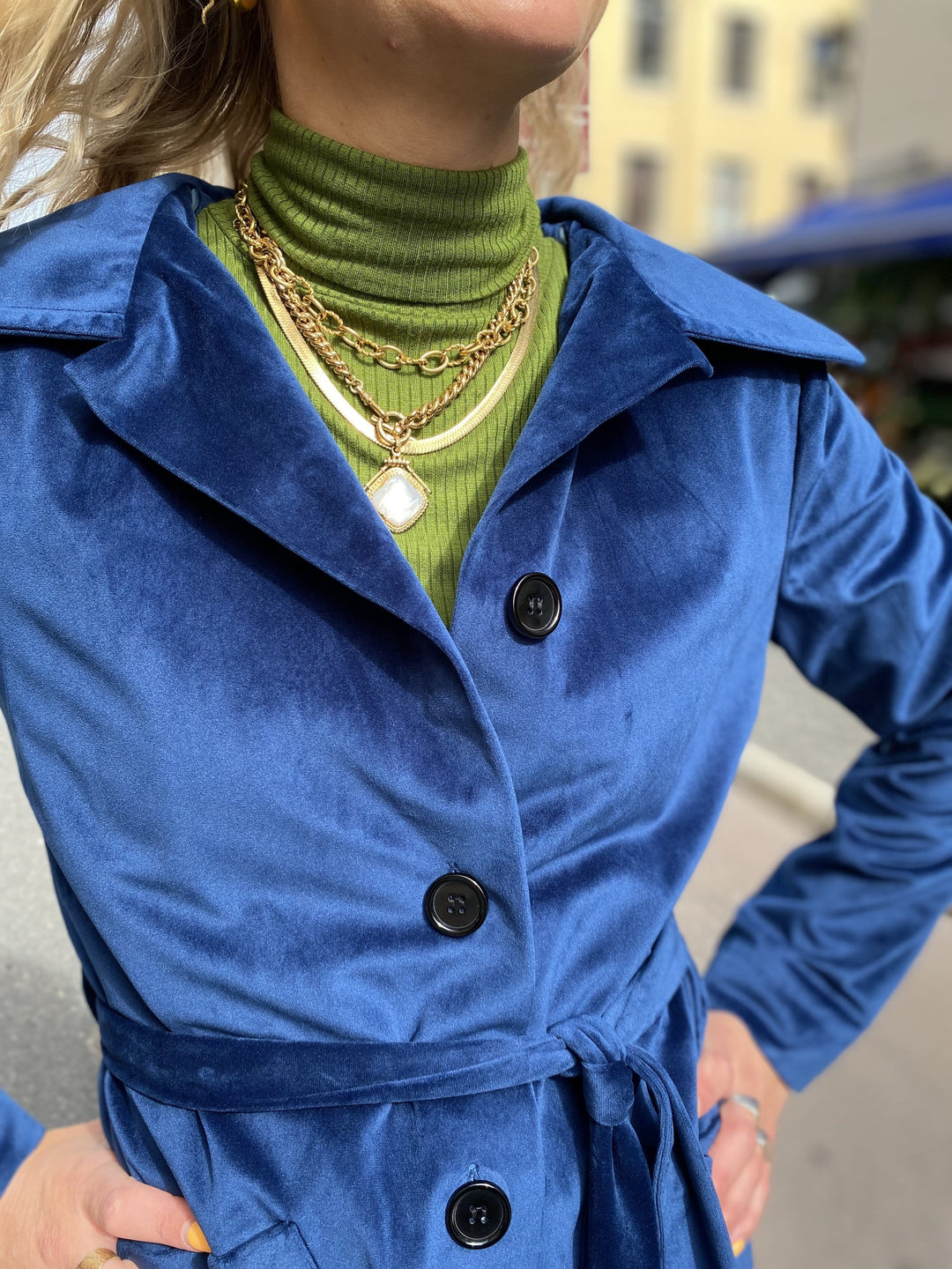 Dianas Vintage kåper Franz Coat velvet - midnight