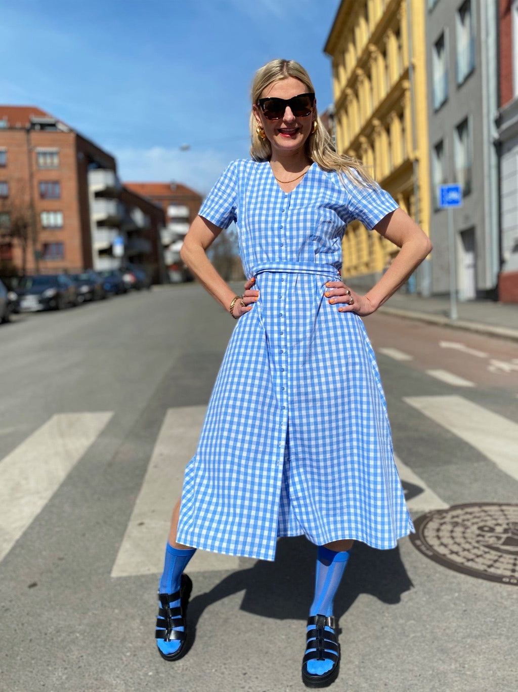 Dianas Vintage kjoler Betty Button dress - squares