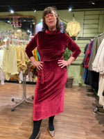 Last inn bildet i Galleri-visningsprogrammet, Dianas Vintage kjoler Frida Dress midi velvet - bordeaux
