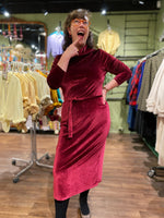 Last inn bildet i Galleri-visningsprogrammet, Dianas Vintage kjoler Frida Dress midi velvet - bordeaux
