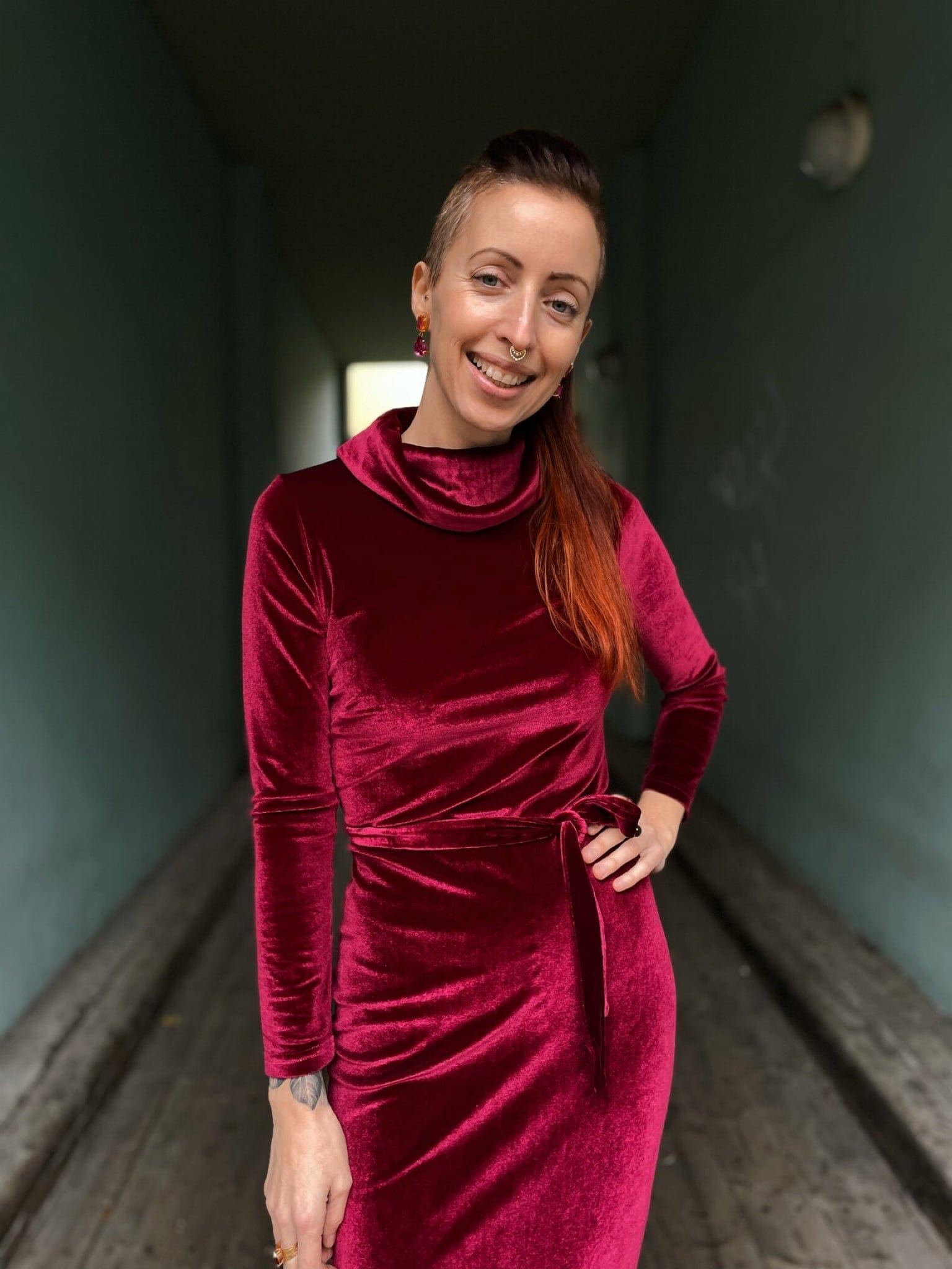 Dianas Vintage kjoler Frida Dress midi velvet - bordeaux