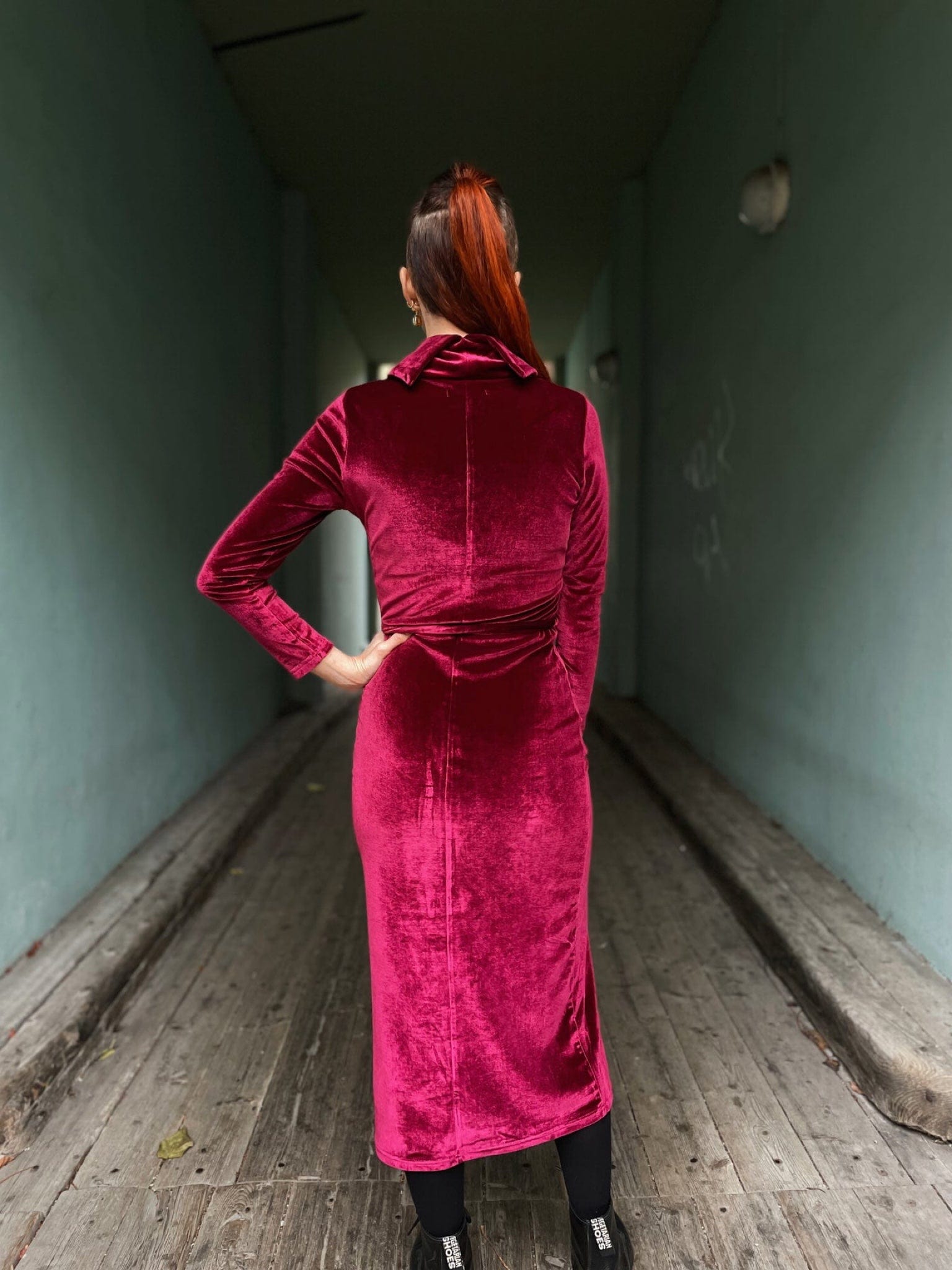 Dianas Vintage kjoler Frida Dress midi velvet - bordeaux
