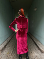 Last inn bildet i Galleri-visningsprogrammet, Dianas Vintage kjoler Frida Dress midi velvet - bordeaux
