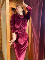 Last inn bildet i Galleri-visningsprogrammet, Dianas Vintage kjoler Frida Dress midi velvet - bordeaux
