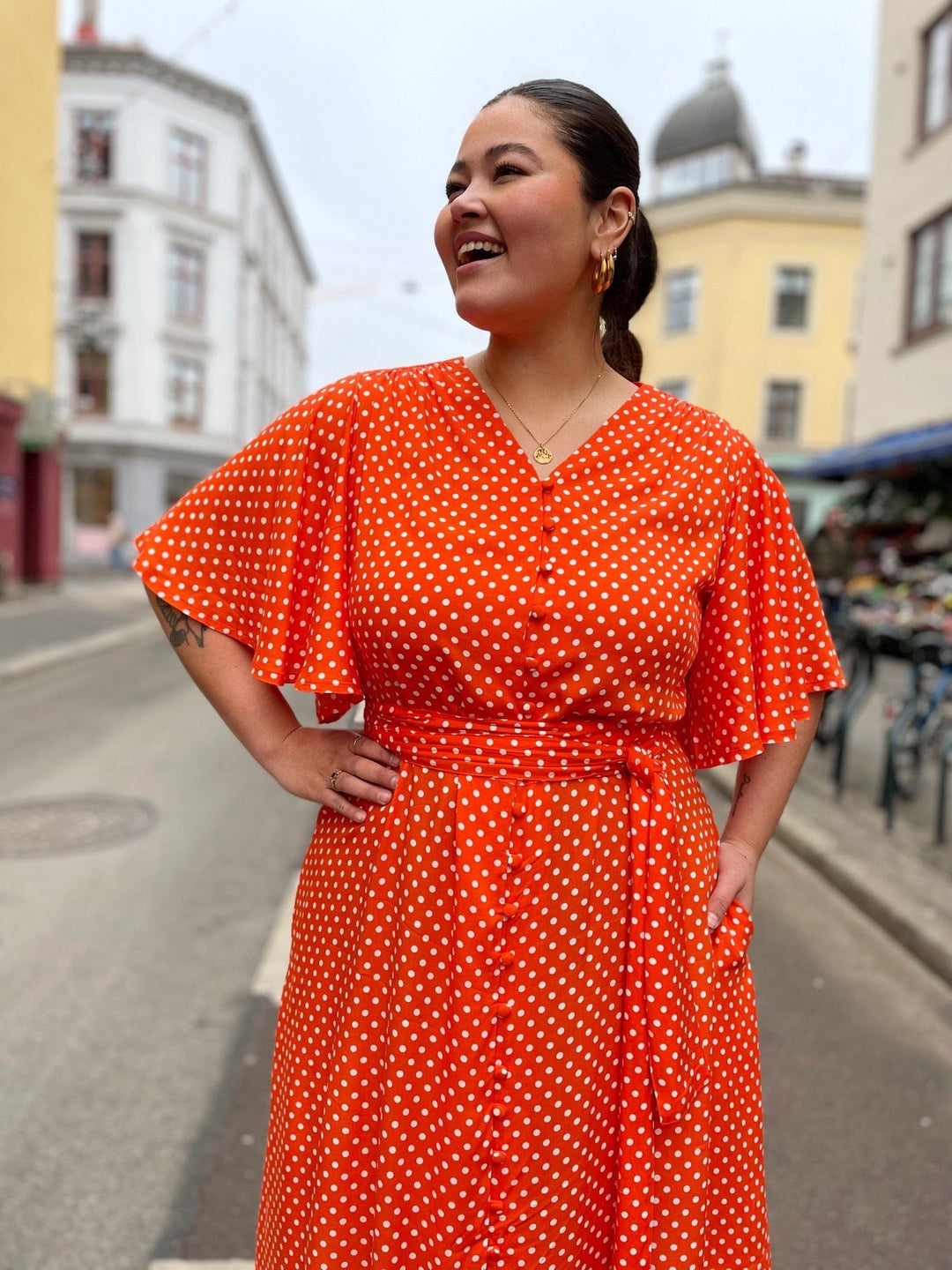 Dianas Vintage kjoler Monika dress short - dots orange