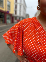 Last inn bildet i Galleri-visningsprogrammet, Dianas Vintage kjoler Monika dress short - dots orange
