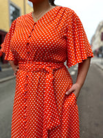 Last inn bildet i Galleri-visningsprogrammet, Dianas Vintage kjoler Monika dress short - dots orange
