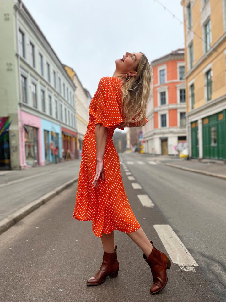 Dianas Vintage kjoler Monika dress short - dots orange