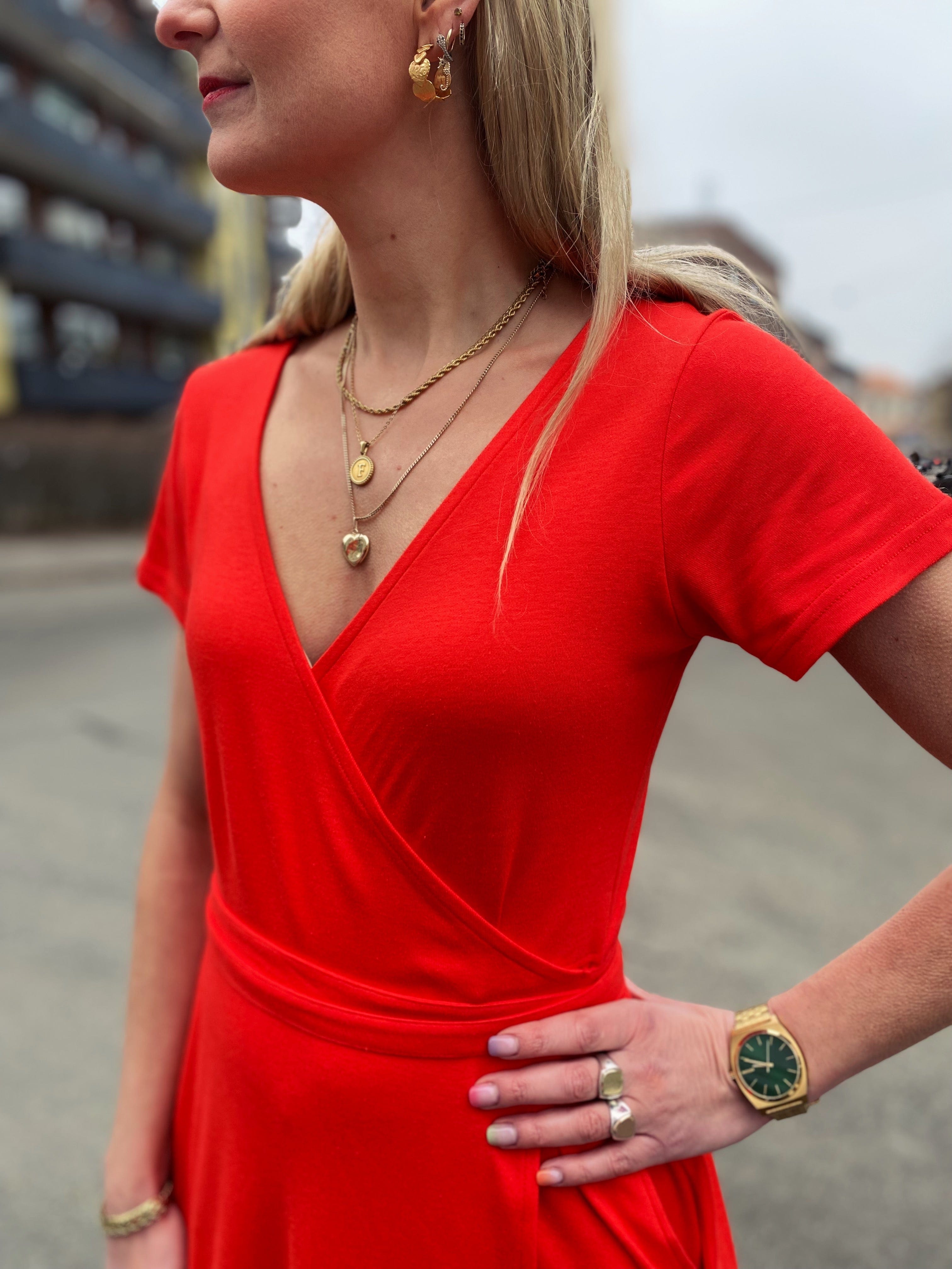 Dianas Vintage kjoler Wrap me dress - high risk red