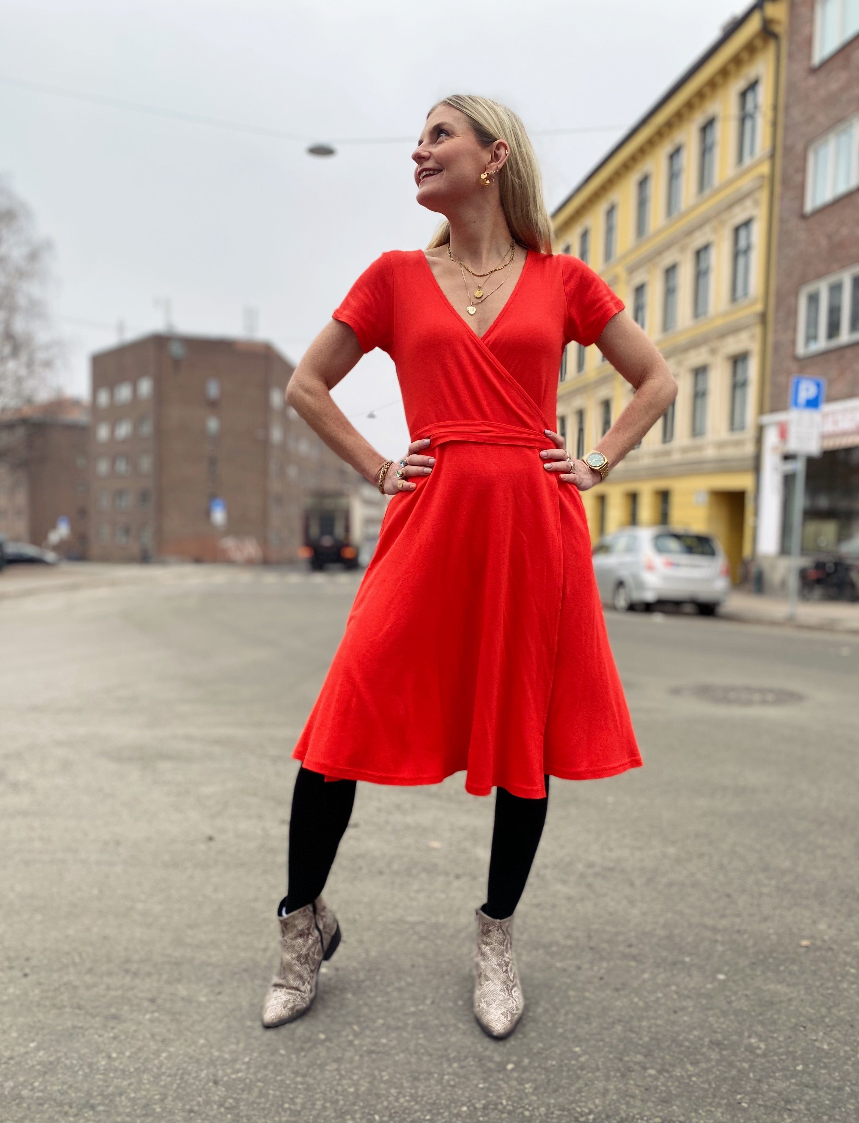 Dianas Vintage kjoler Wrap me dress - high risk red