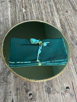 Last inn bildet i Galleri-visningsprogrammet, Dianas Vintage Smykkepose Smykkepose av restestoff - grønn med blue forest

