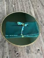 Last inn bildet i Galleri-visningsprogrammet, Dianas Vintage Smykkepose Smykkepose av restestoff - grønn med blue forest
