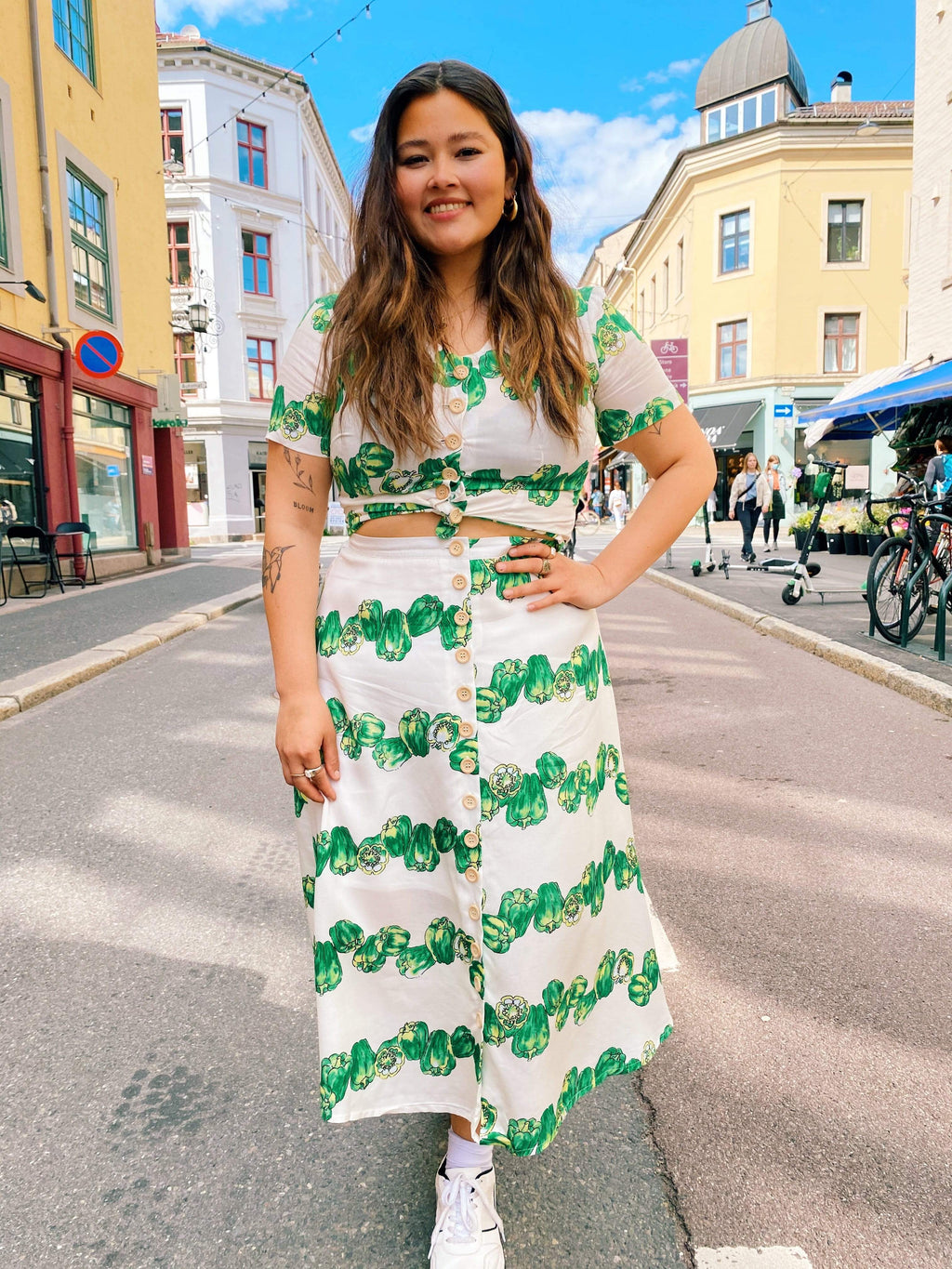 Dianas Vintage Topper Betty Button top - green pepper