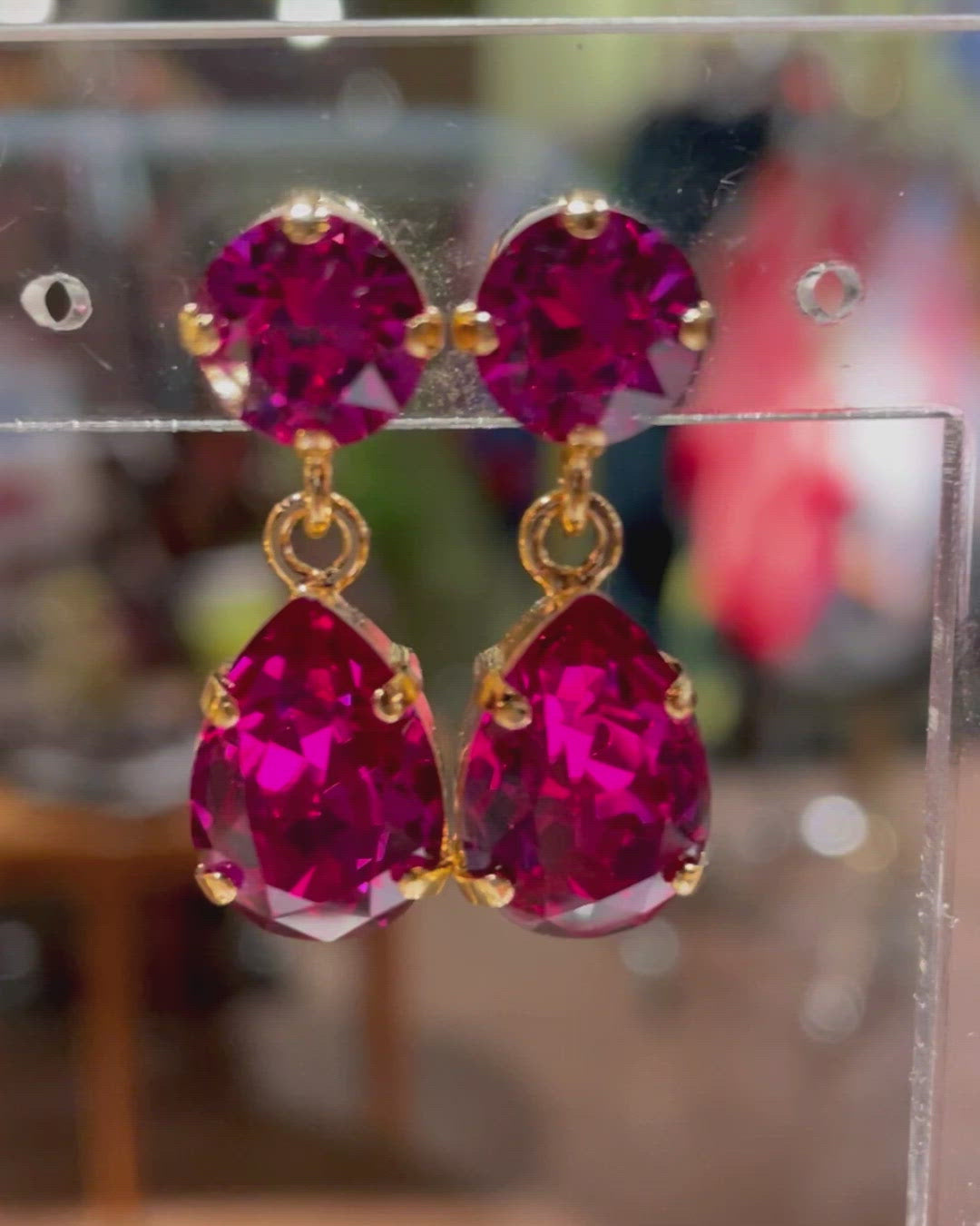 Mini drop earrings - fuchsia
