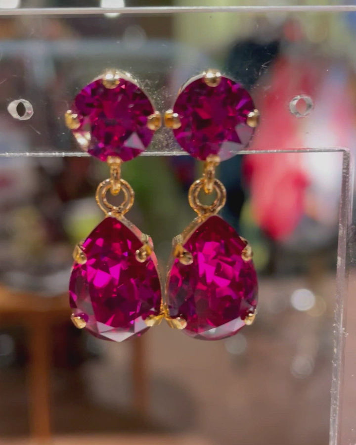 Mini drop earrings - fuchsia
