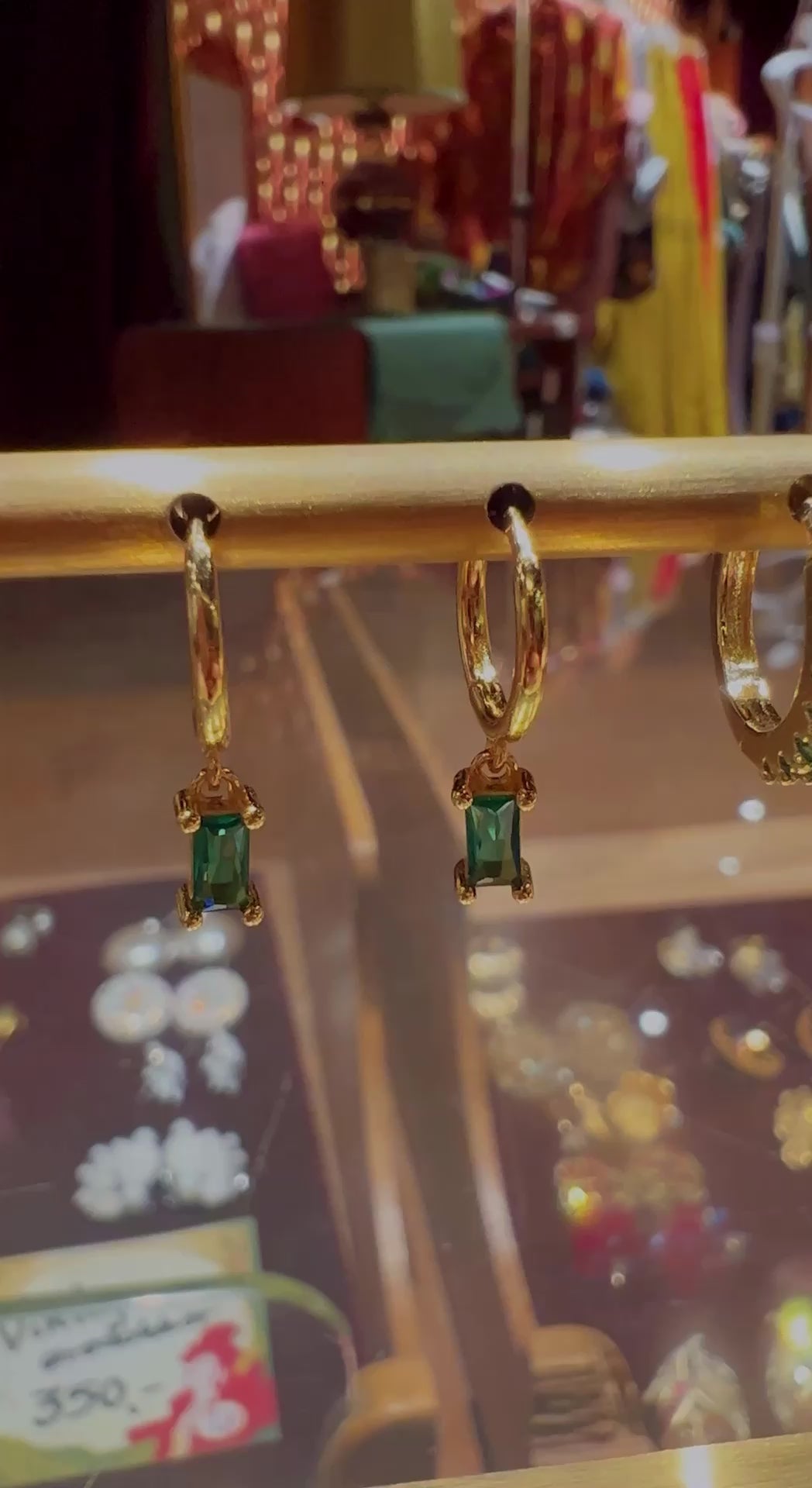 Hoop - green dangle