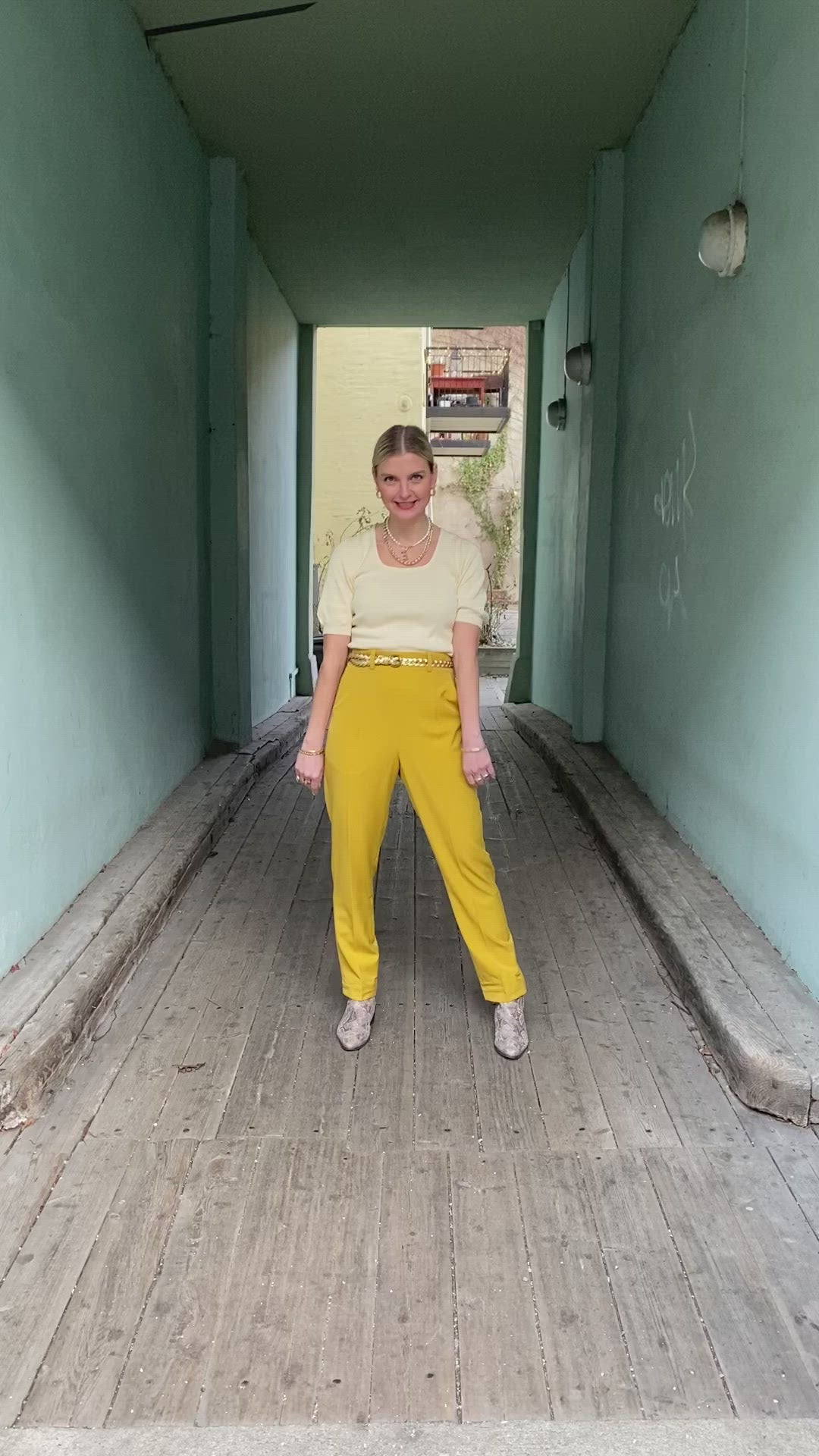 Frida Pants - bukse med høyt liv - gul