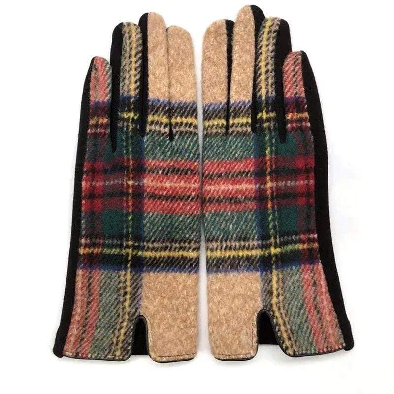 Frøken Dianas salonger hansker Hansker "Tartan"  - beige