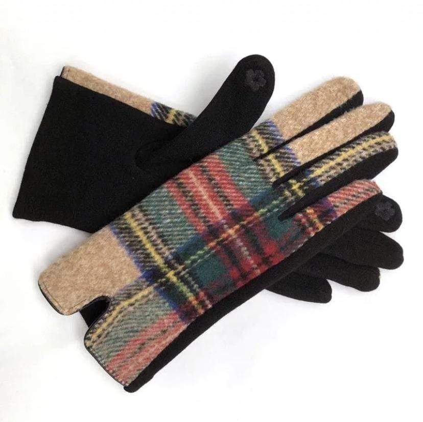Frøken Dianas salonger hansker Hansker "Tartan"  - beige