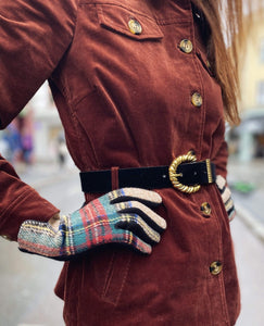 Frøken Dianas salonger hansker Hansker "Tartan"  - beige
