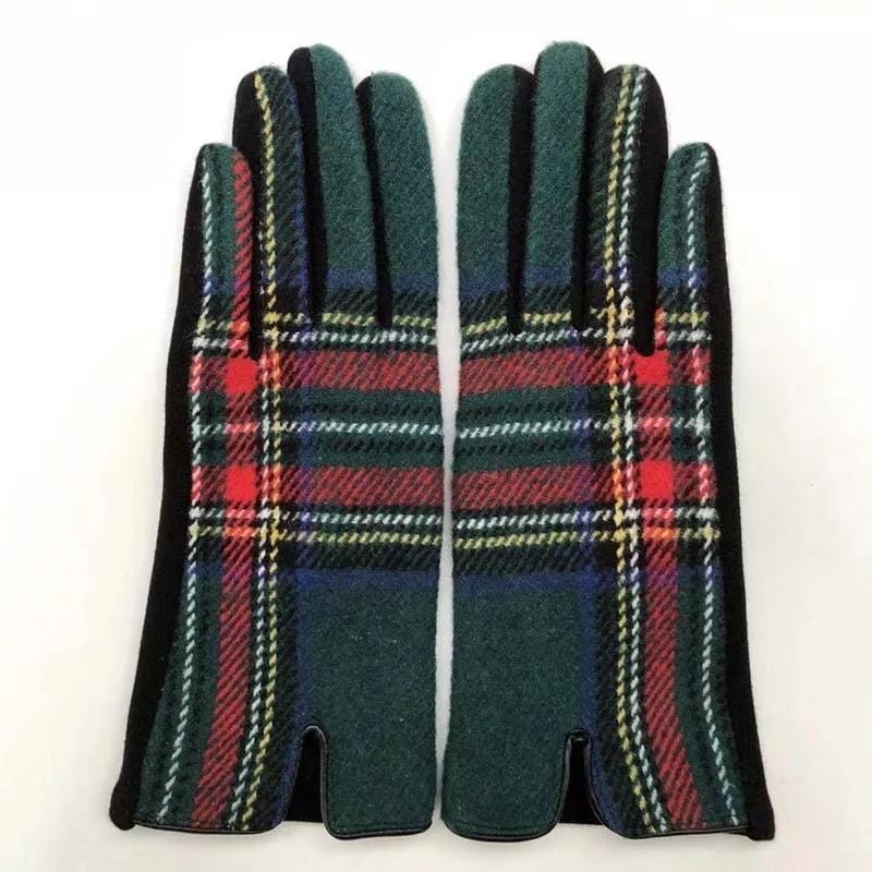 Frøken Dianas salonger hansker Hansker "Tartan"  - grønn