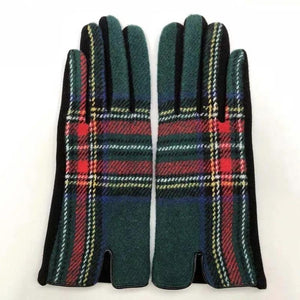 Frøken Dianas salonger hansker Hansker "Tartan"  - grønn