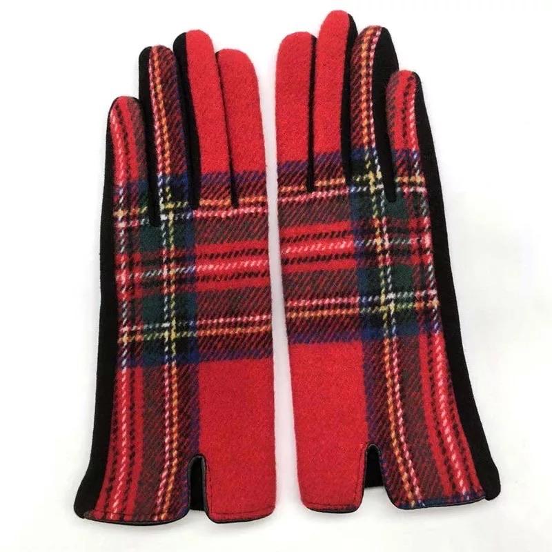 Frøken Dianas salonger hansker Hansker "Tartan"  - rød