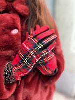Last inn bildet i Galleri-visningsprogrammet, Frøken Dianas salonger hansker Hansker Tartan - rød
