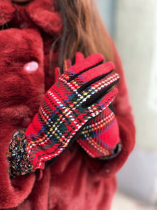 Frøken Dianas salonger hansker Hansker Tartan - rød