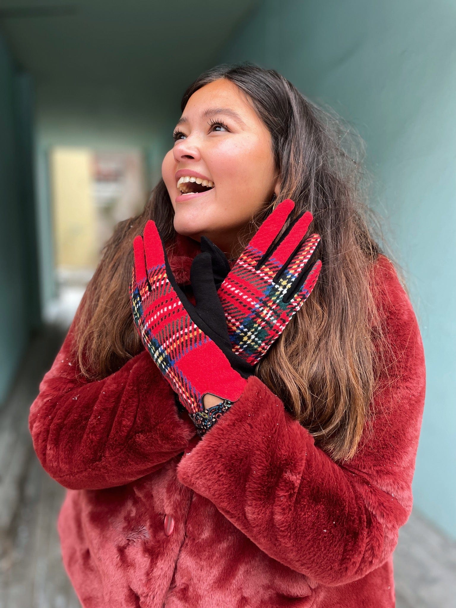 Frøken Dianas salonger hansker Hansker Tartan - rød