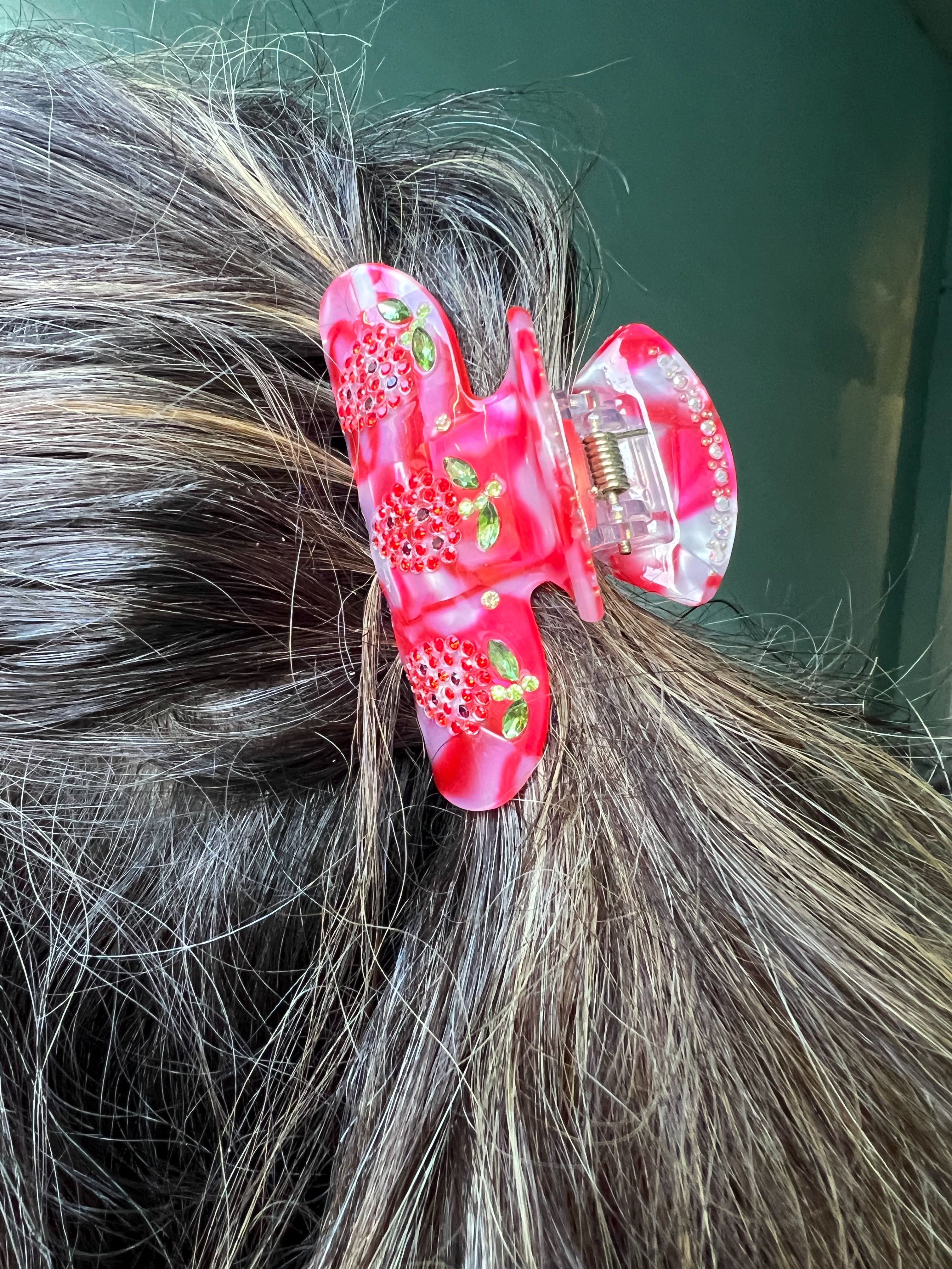 Frøken Dianas salonger hårpynt Hårklype - jordbær glitter