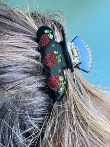 Frøken Dianas salonger hårpynt Hårklype - jordbær sort glitter