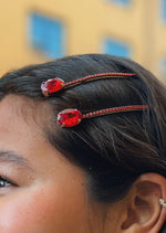 Last inn bildet i Galleri-visningsprogrammet, Frøken Dianas salonger hårpynt Hårspenne strass - rød
