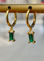 Last inn bildet i Galleri-visningsprogrammet, Frøken Dianas salonger øredobber Hoop - green dangle
