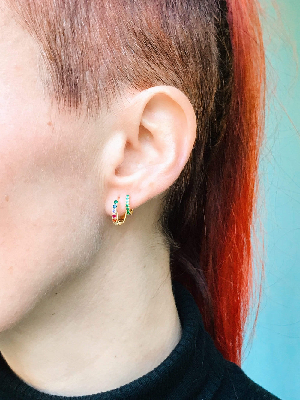 Frøken Dianas salonger øredobber Mini hoop - emerald
